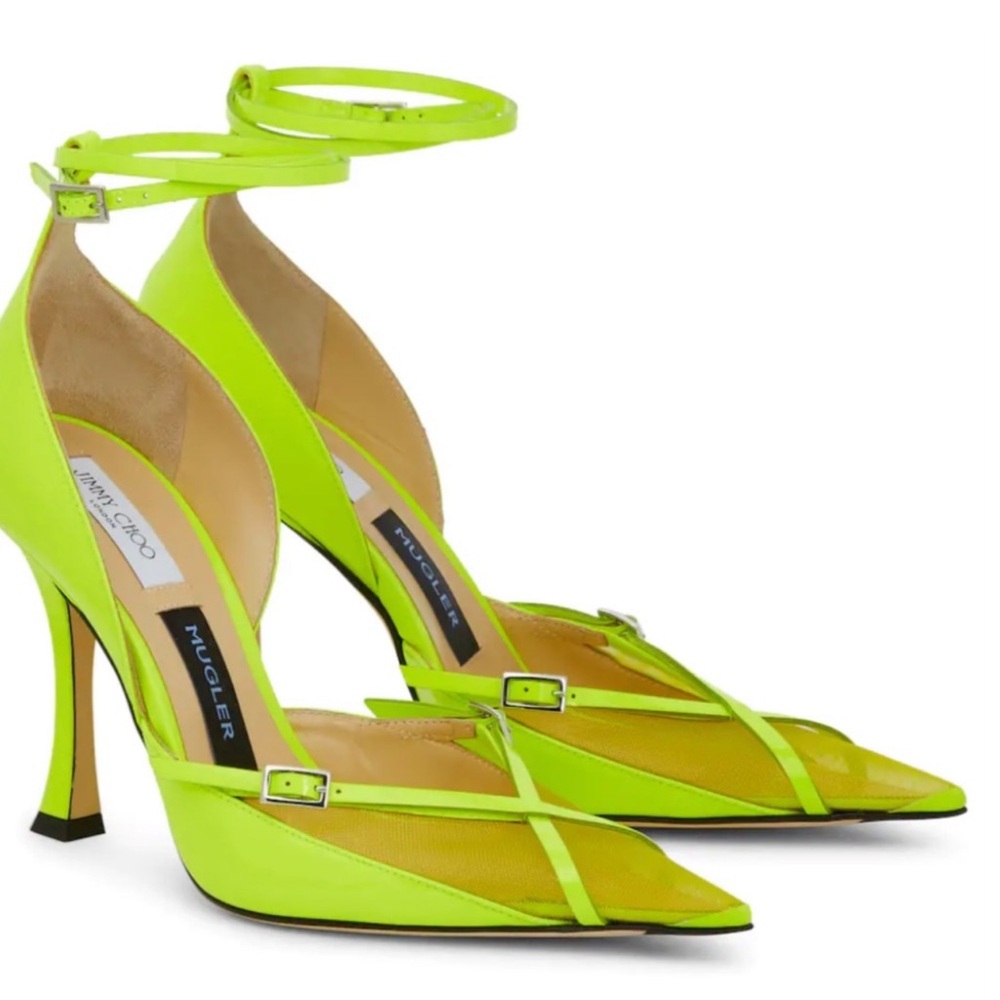 Jimmy Choo x Mugler pump in hyper yellow/ neon ⚡️US 7